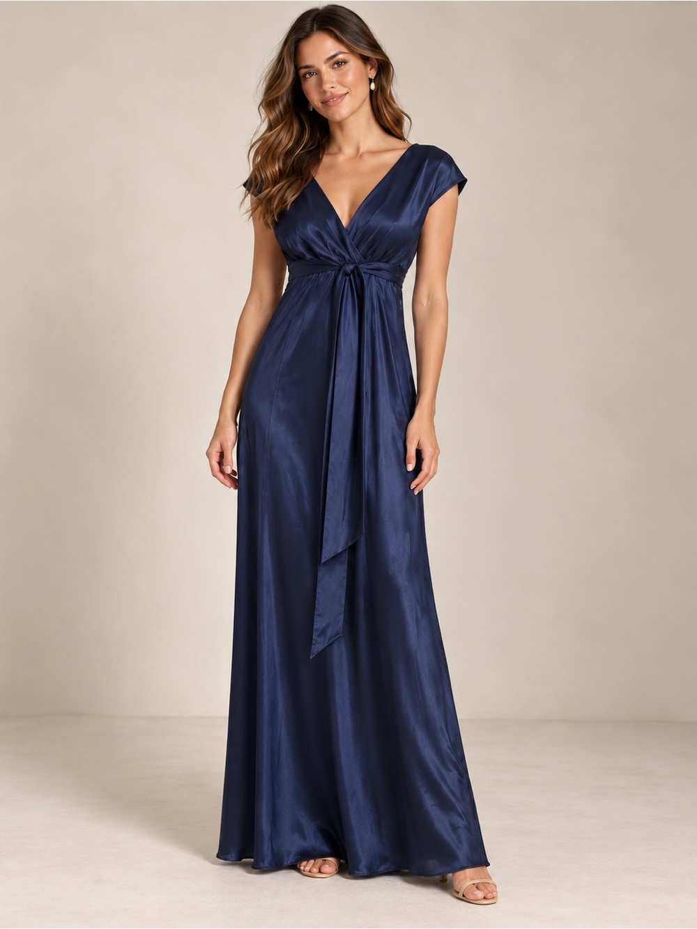 Dressy Collection Navy Satin Dress Shell - Navy